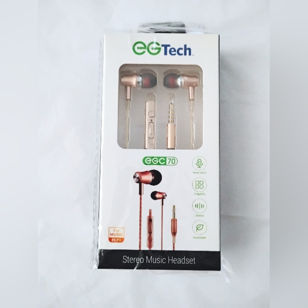 EGTech EGC70 Rose Gold Stereo Music Headset